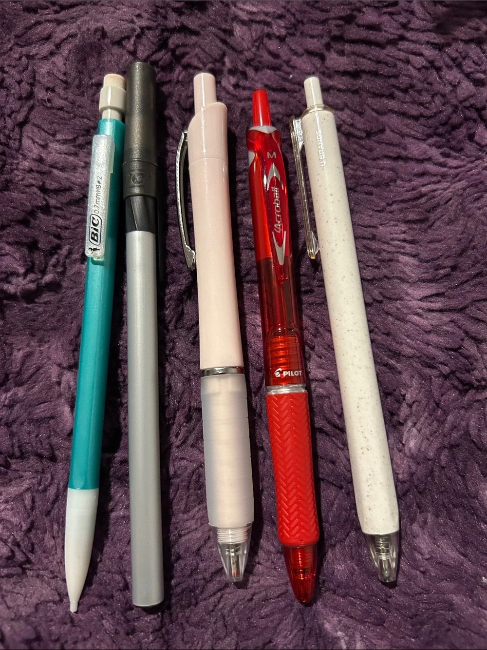 Assorted Retractable Pens - Teal, black, Pink, Red, Speckled White